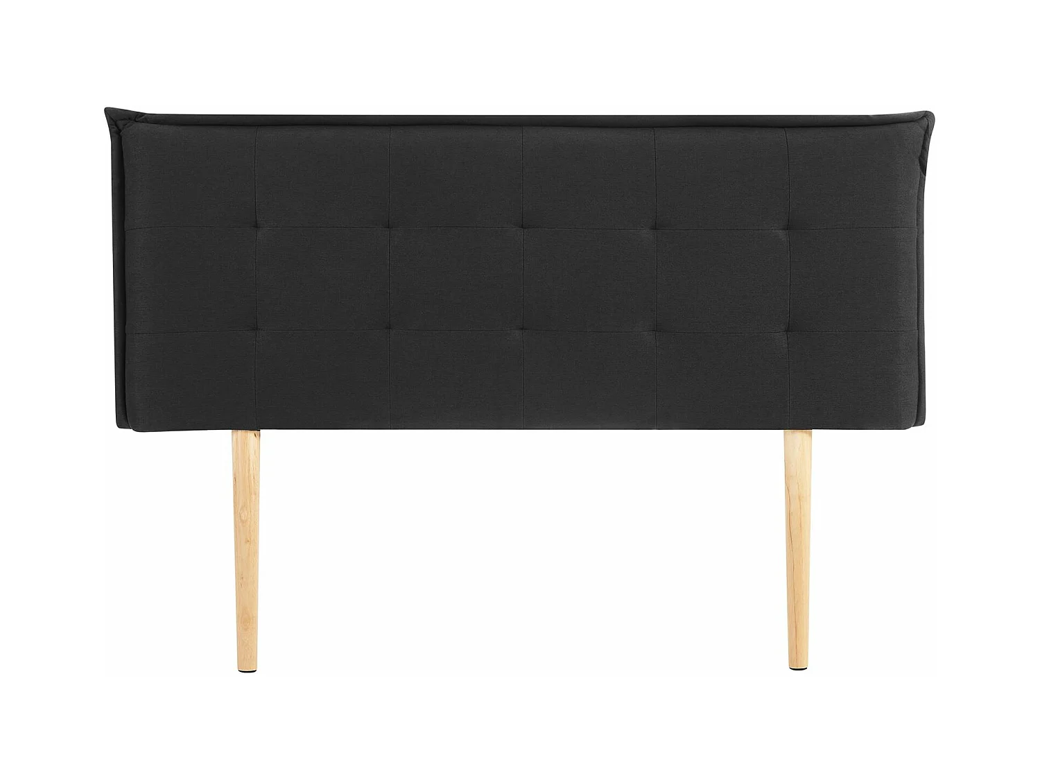 Tête de lit TIMOTHÉ 140 capitonnée, En tissu rembourré, Pieds en bois, Design élégant, Pour lits 140 cm, Noir