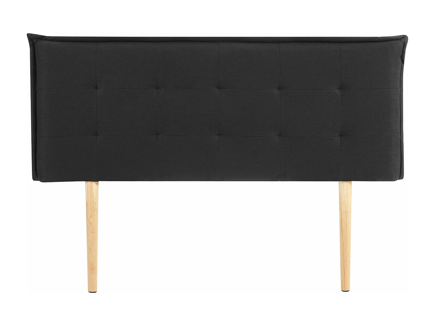 Tête de lit TIMOTHÉ 140 capitonnée, En tissu rembourré, Pieds en bois, Design élégant, Pour lits 140 cm, Noir