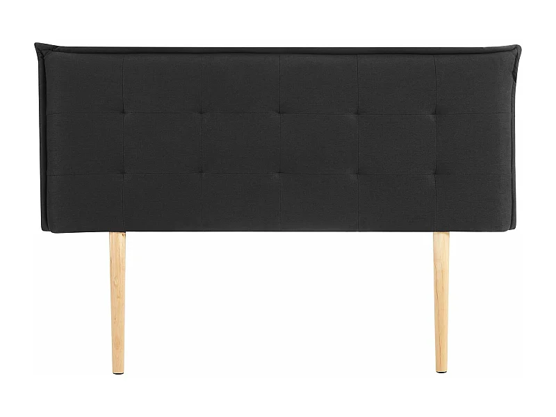 Tête de lit TIMOTHÉ 140 capitonnée, En tissu rembourré, Pieds en bois, Design élégant, Pour lits 140 cm, Noir