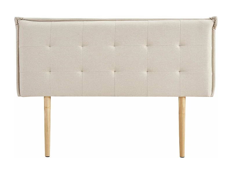 Tête de lit TIMOTHÉ 140 capitonnée, En tissu rembourré, Pieds en bois, Design élégant, Pour lits 140 cm, Écru