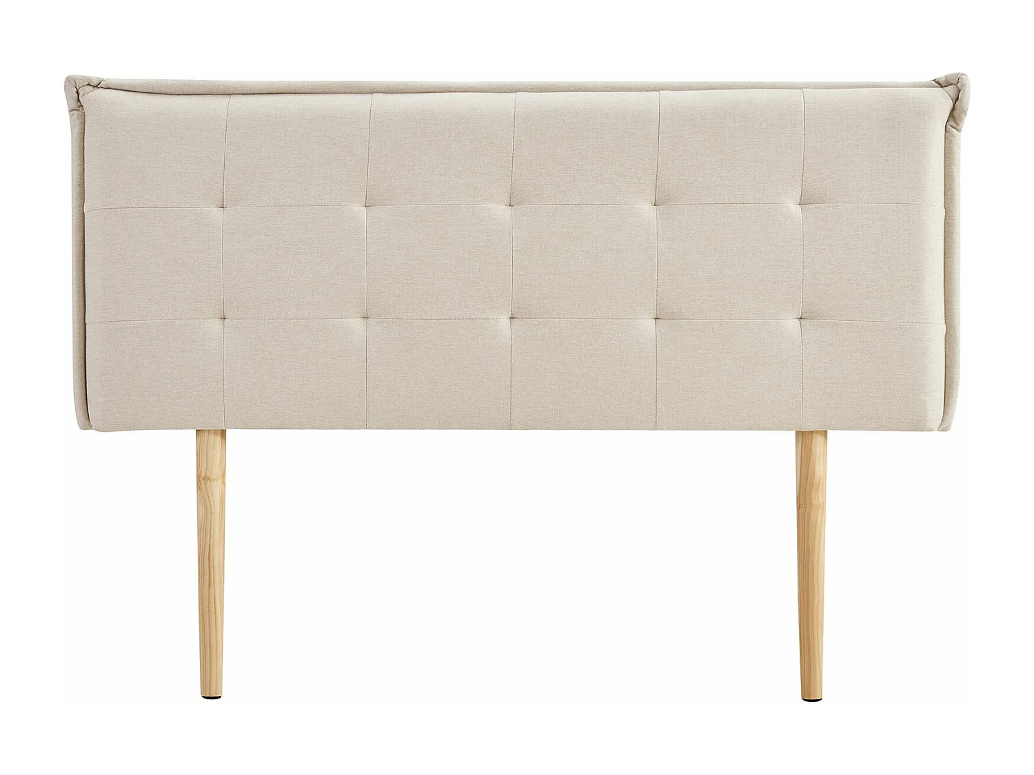 Tête de lit TIMOTHÉ 140 capitonnée, En tissu rembourré, Pieds en bois, Design élégant, Pour lits 140 cm, Écru