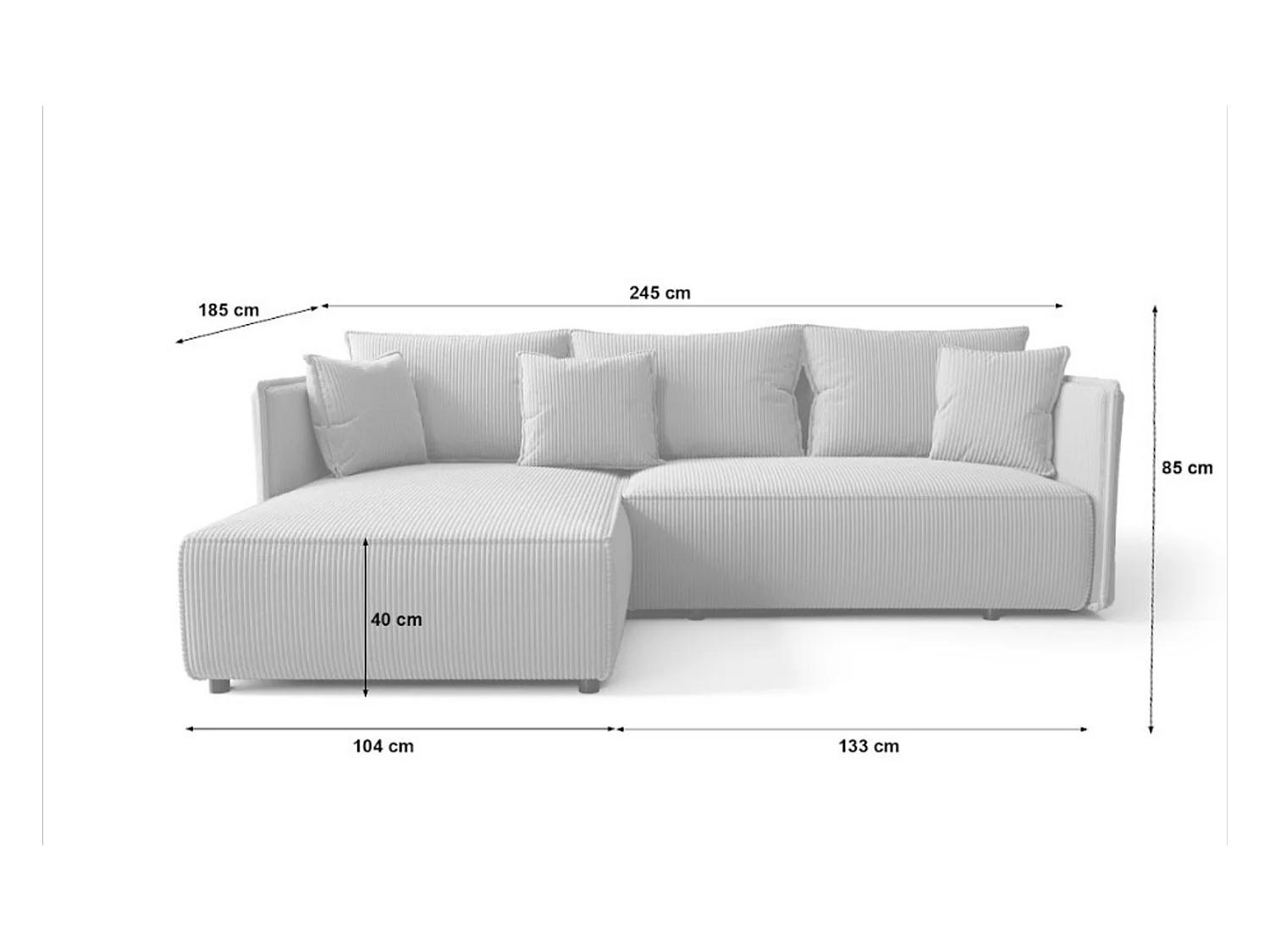 Ecksofa mit Schlaffunktion MILANO R Poso 135 Rechts