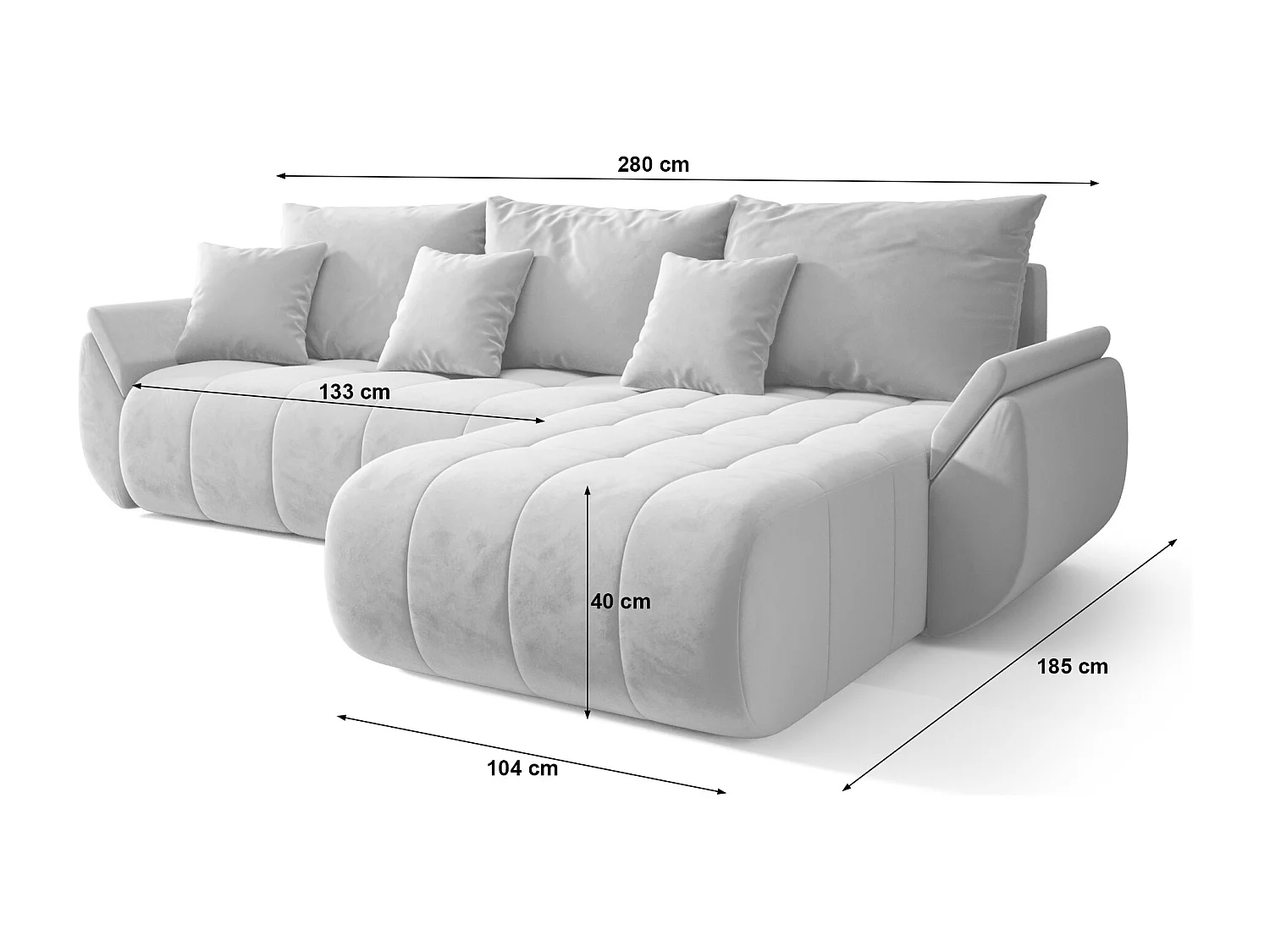 Canapé d'angle avec fonction de couchage TOKYO Monolith 70 Droit