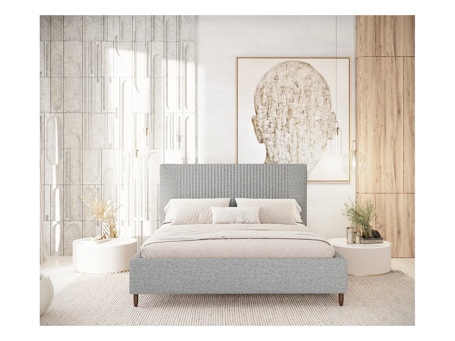 Polsterbett Etero - 120 x 200 cm - Webstoff - grau