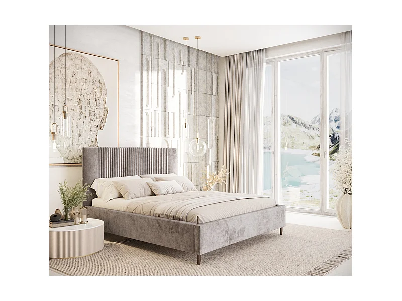 Polsterbett Etero - 140 x 200 cm - Chenille-Stoff - beige