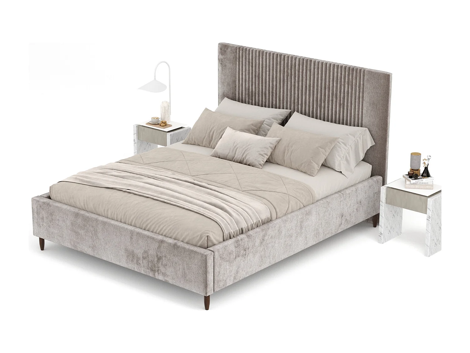 Lit coffre Etero - 140 x 200 cm - chenille - beige