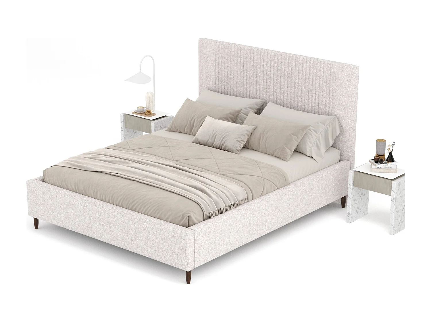 Polsterbett Etero - 160 x 200 cm - Webstoff - beige