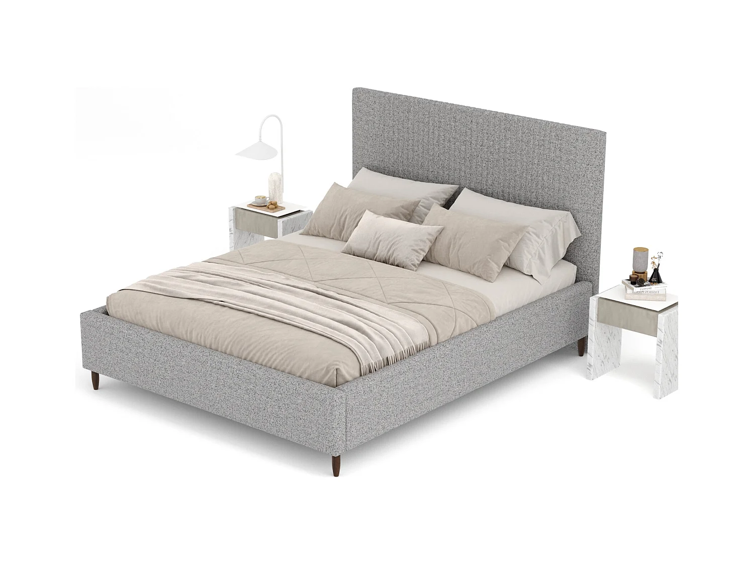 Polsterbett Etero - 160 x 200 cm - Webstoff - grau