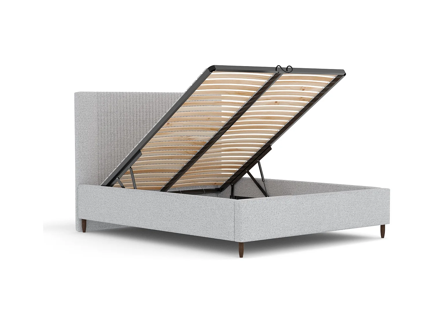 Polsterbett Etero - 160 x 200 cm - Webstoff - hellgrau