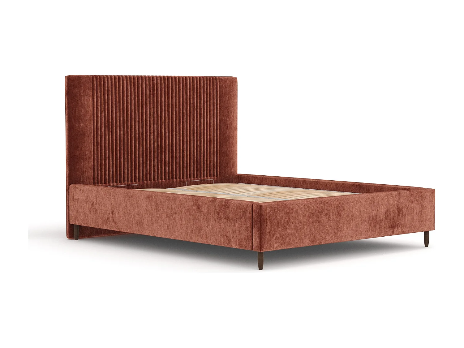 Polsterbett Etero - 120 x 200 cm - Chenille-Stoff - kupferfarbe