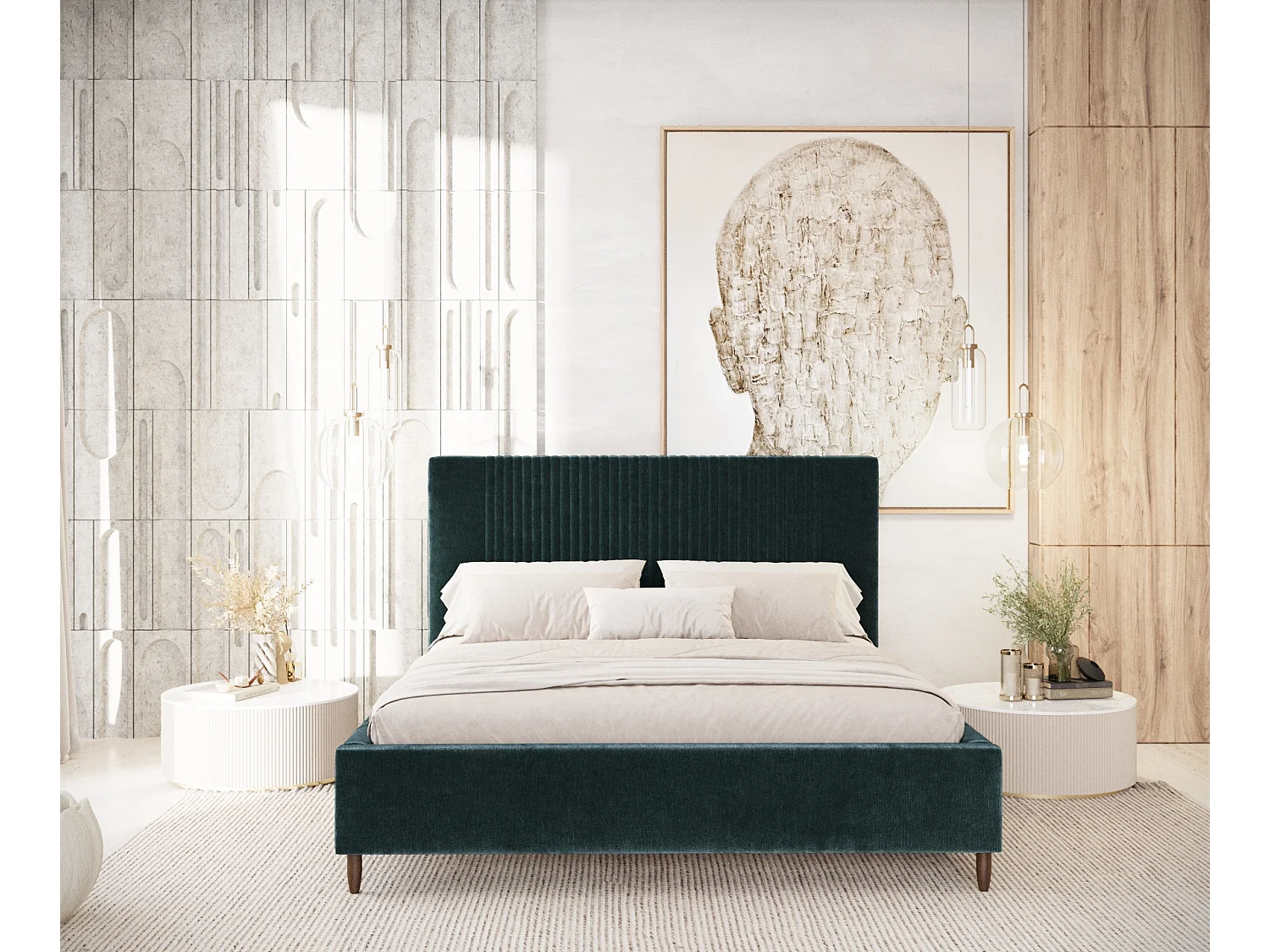 Lit coffre Etero - 120 x 200 cm - chenille - couleur sarcelle