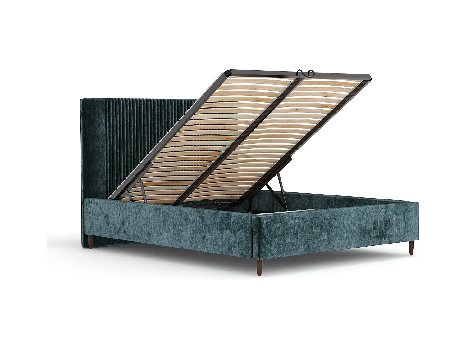 Polsterbett Etero - 120 x 200 cm - Chenille-Stoff - blaugrüne