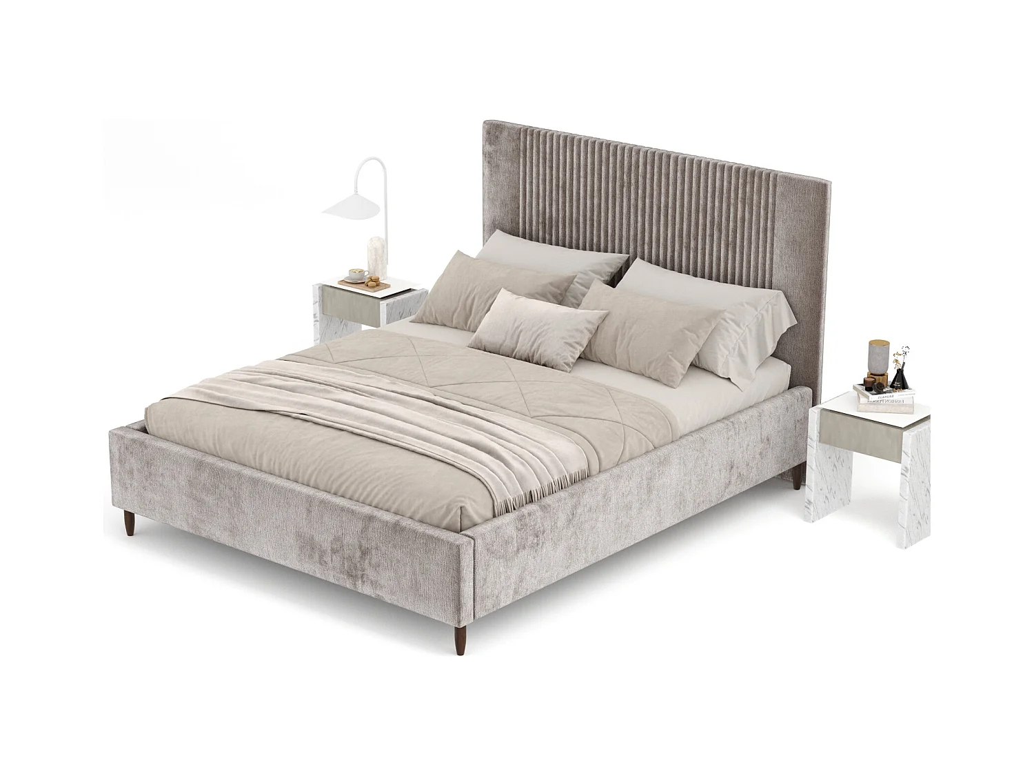 Polsterbett Etero - 200 x 200 cm - Chenille-Stoff - beige