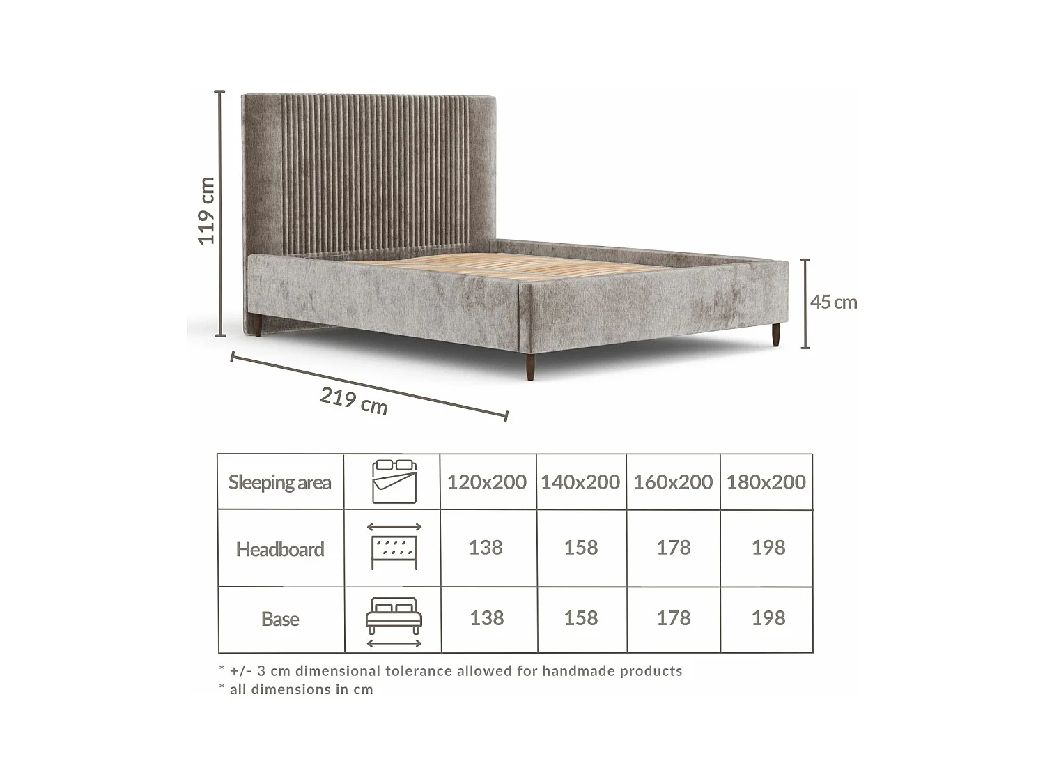 Polsterbett Etero - 200 x 200 cm - Chenille-Stoff - beige