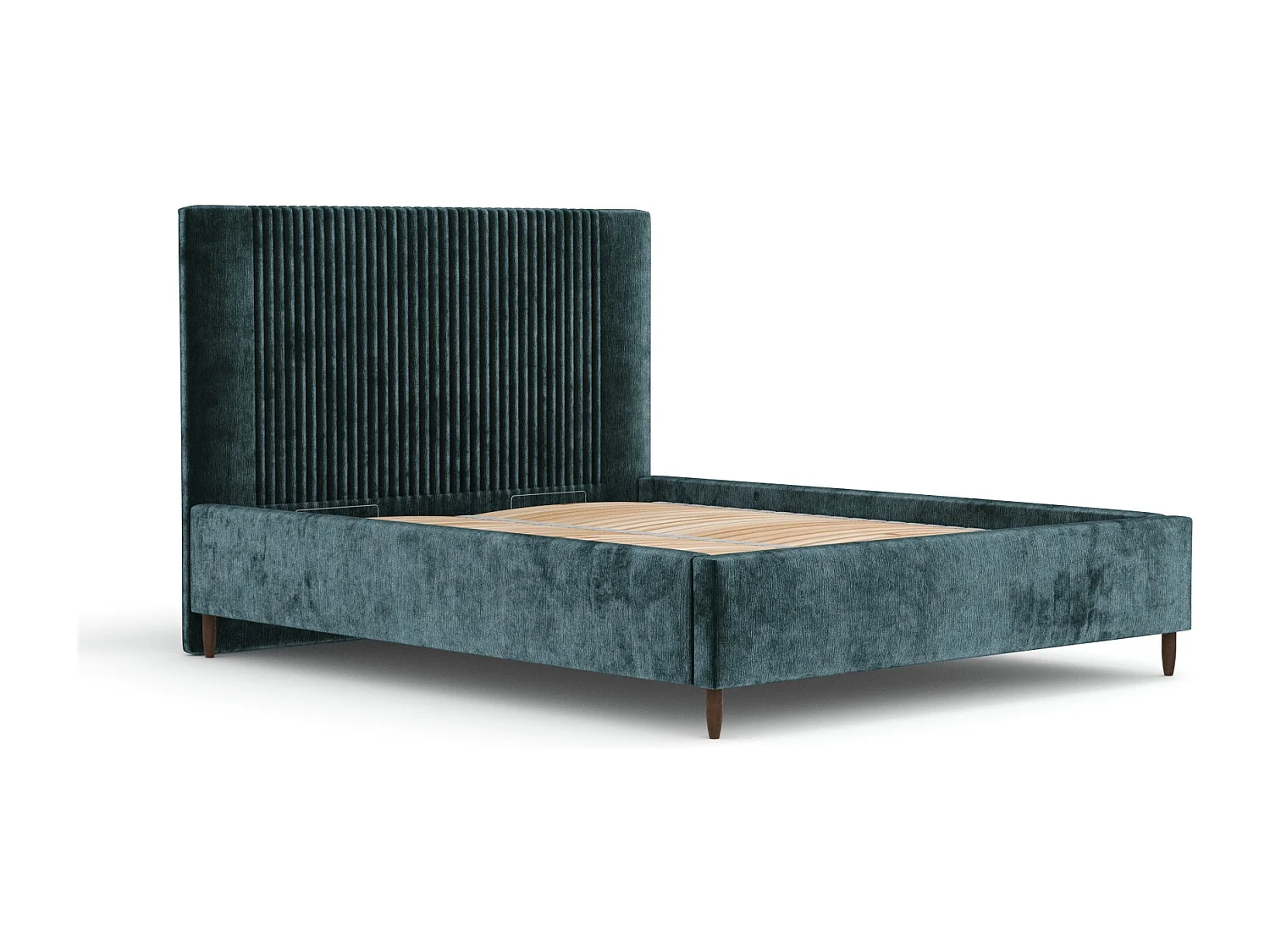 Lit coffre Etero - 200 x 200 cm - chenille - couleur sarcelle