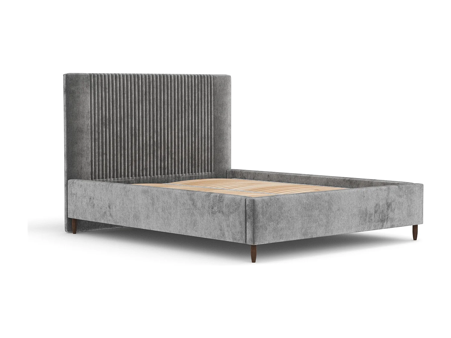 Lit coffre Etero - 140 x 200 cm - chenille - gris