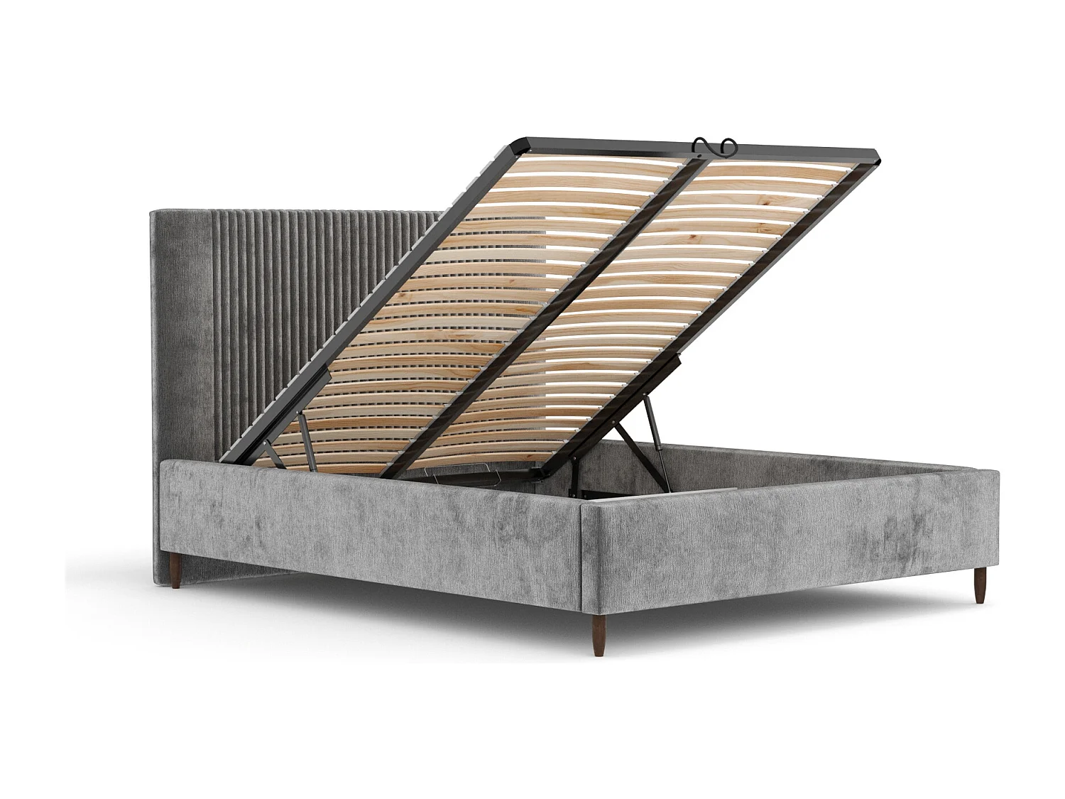 Lit coffre Etero - 140 x 200 cm - chenille - gris