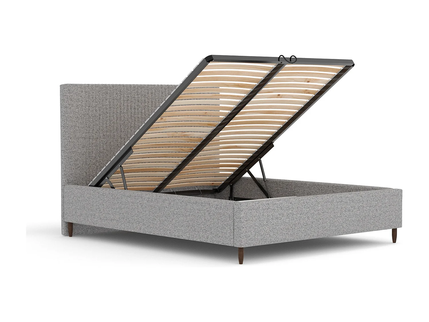 Lit coffre Etero - 200 x 200 cm - toile tissée - gris