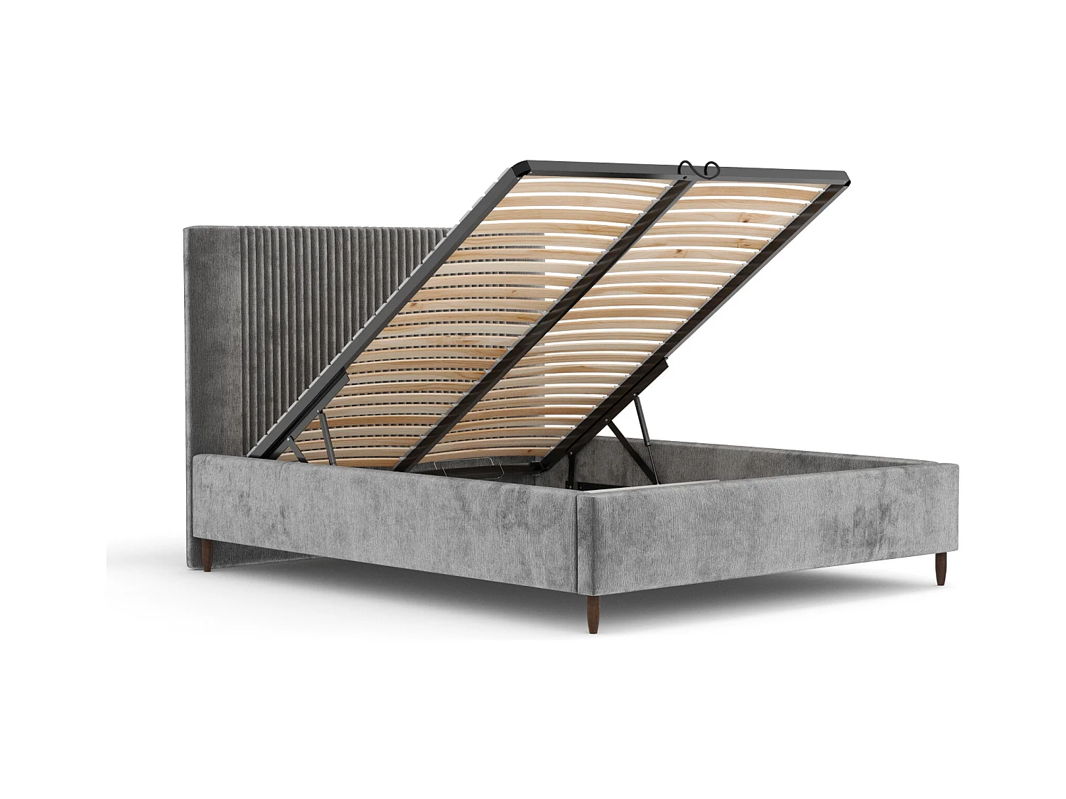 Polsterbett Etero - 180 x 200 cm - Chenille-Stoff - grau