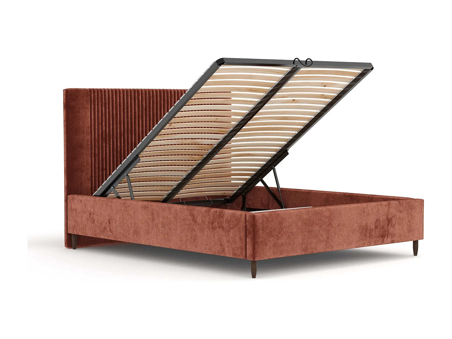 Lit coffre Etero - 140 x 200 cm - chenille - couleur cuivre