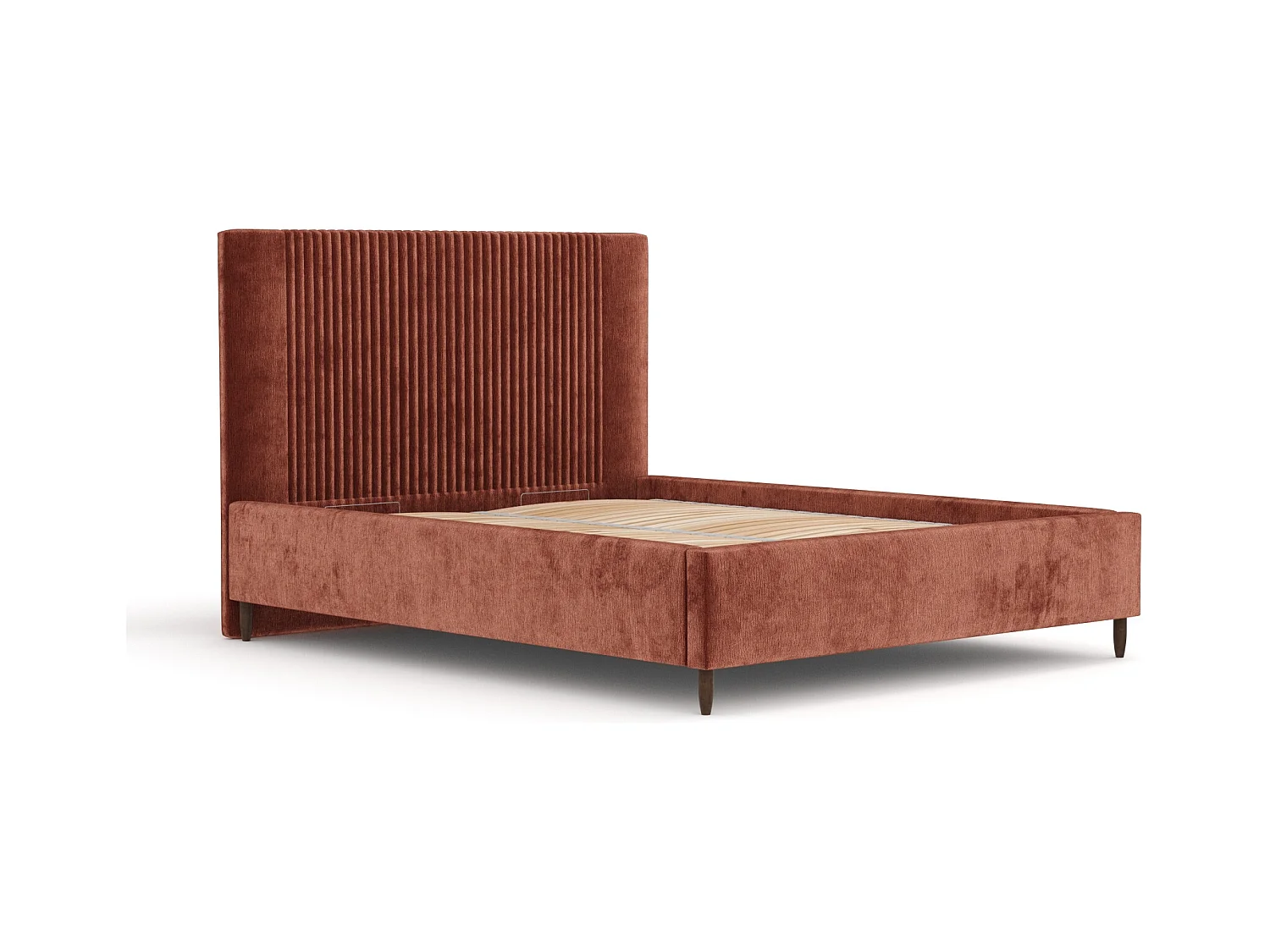 Polsterbett Etero - 140 x 200 cm - Chenille-Stoff - kupferfarbe