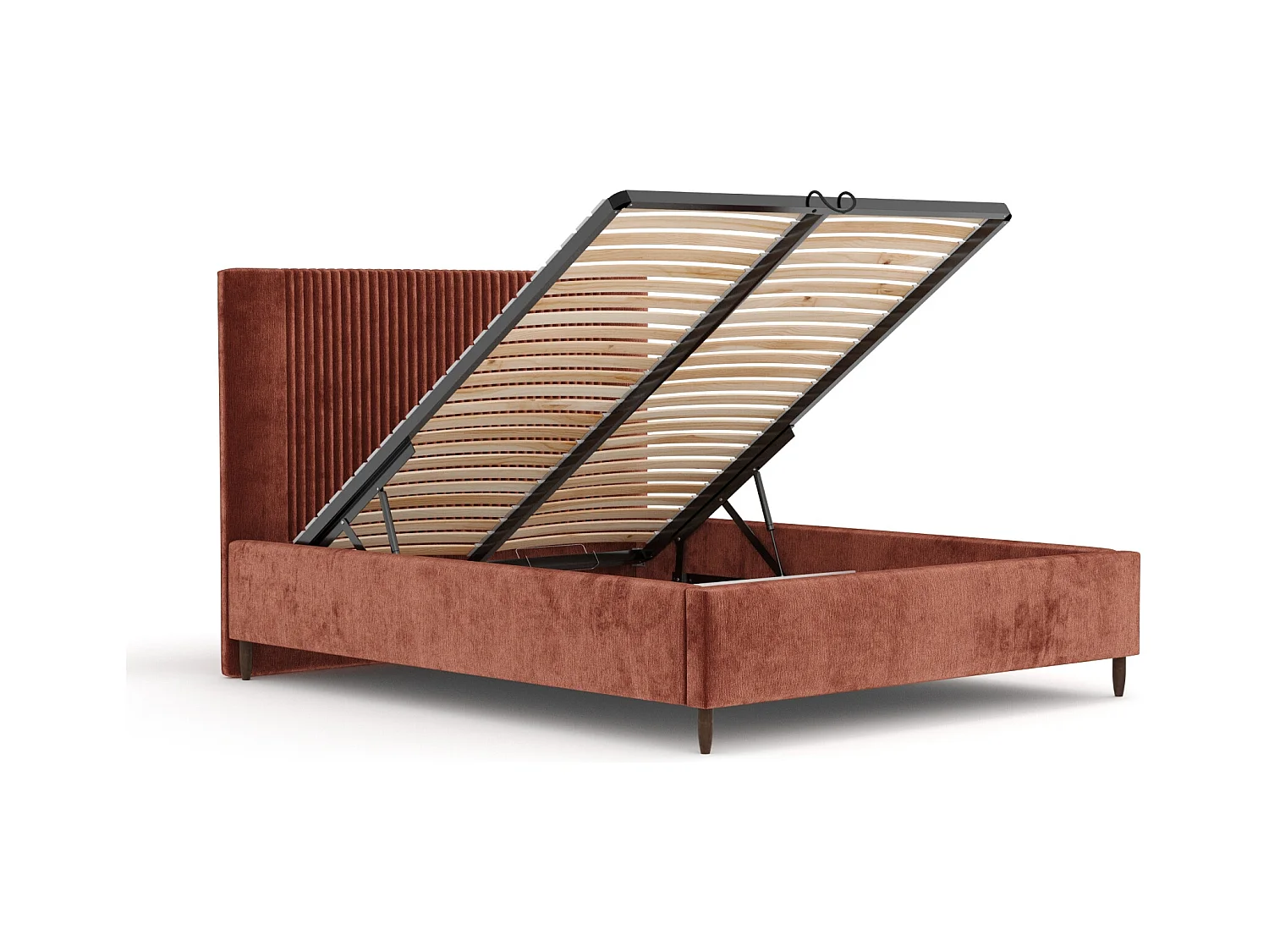 Polsterbett Etero - 140 x 200 cm - Chenille-Stoff - kupferfarbe