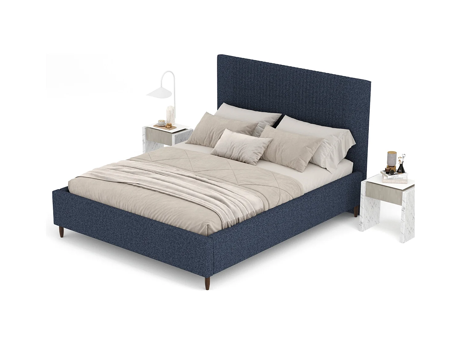 Polsterbett Etero - 160 x 200 cm - Webstoff - marineblau