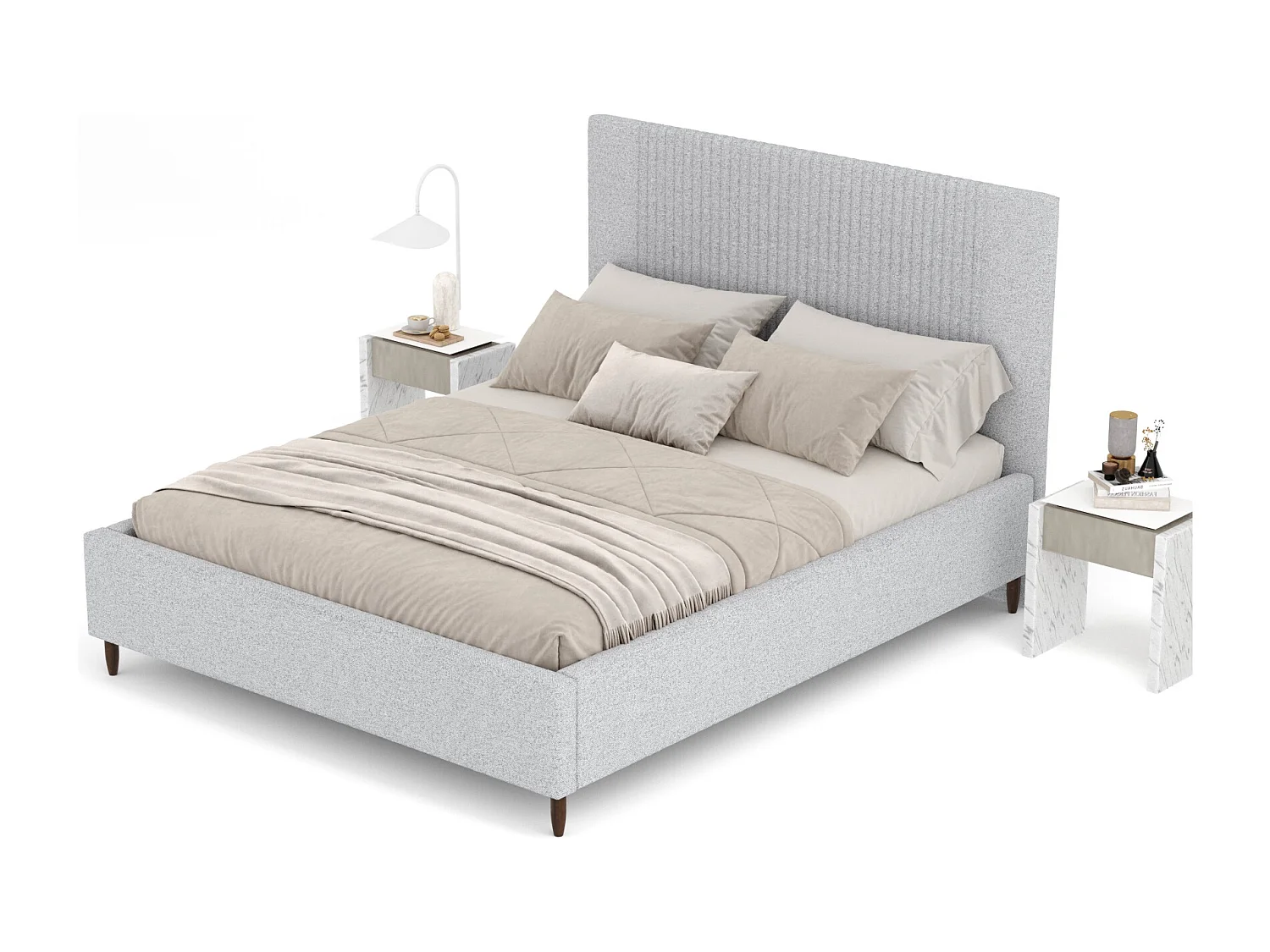 Polsterbett Etero - 180 x 200 cm - Webstoff - hellgrau