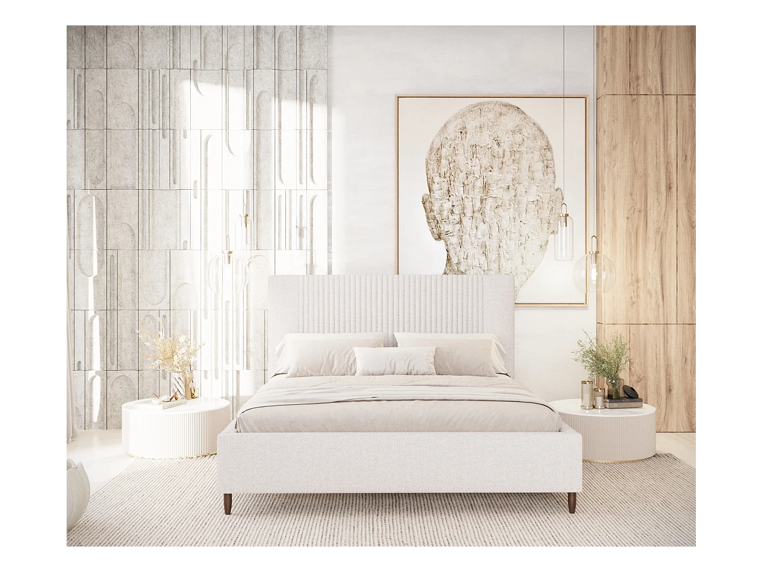 Polsterbett Etero - 120 x 200 cm - Webstoff - beige