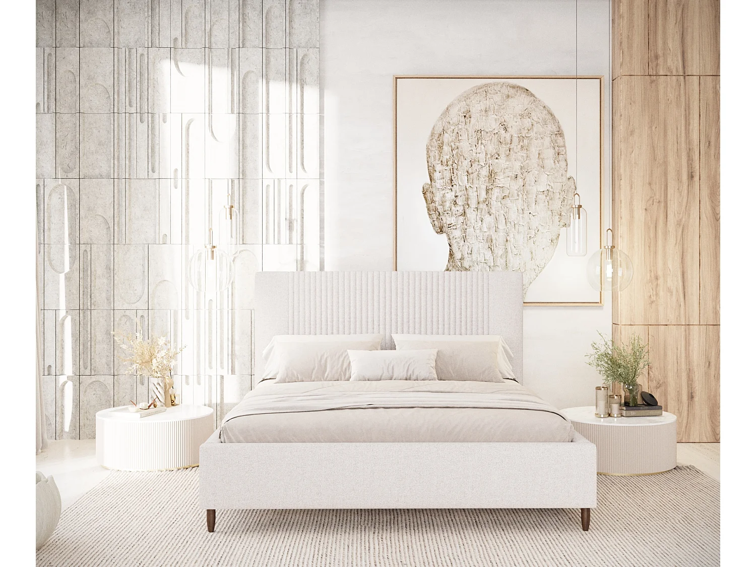 Polsterbett Etero - 120 x 200 cm - Webstoff - beige