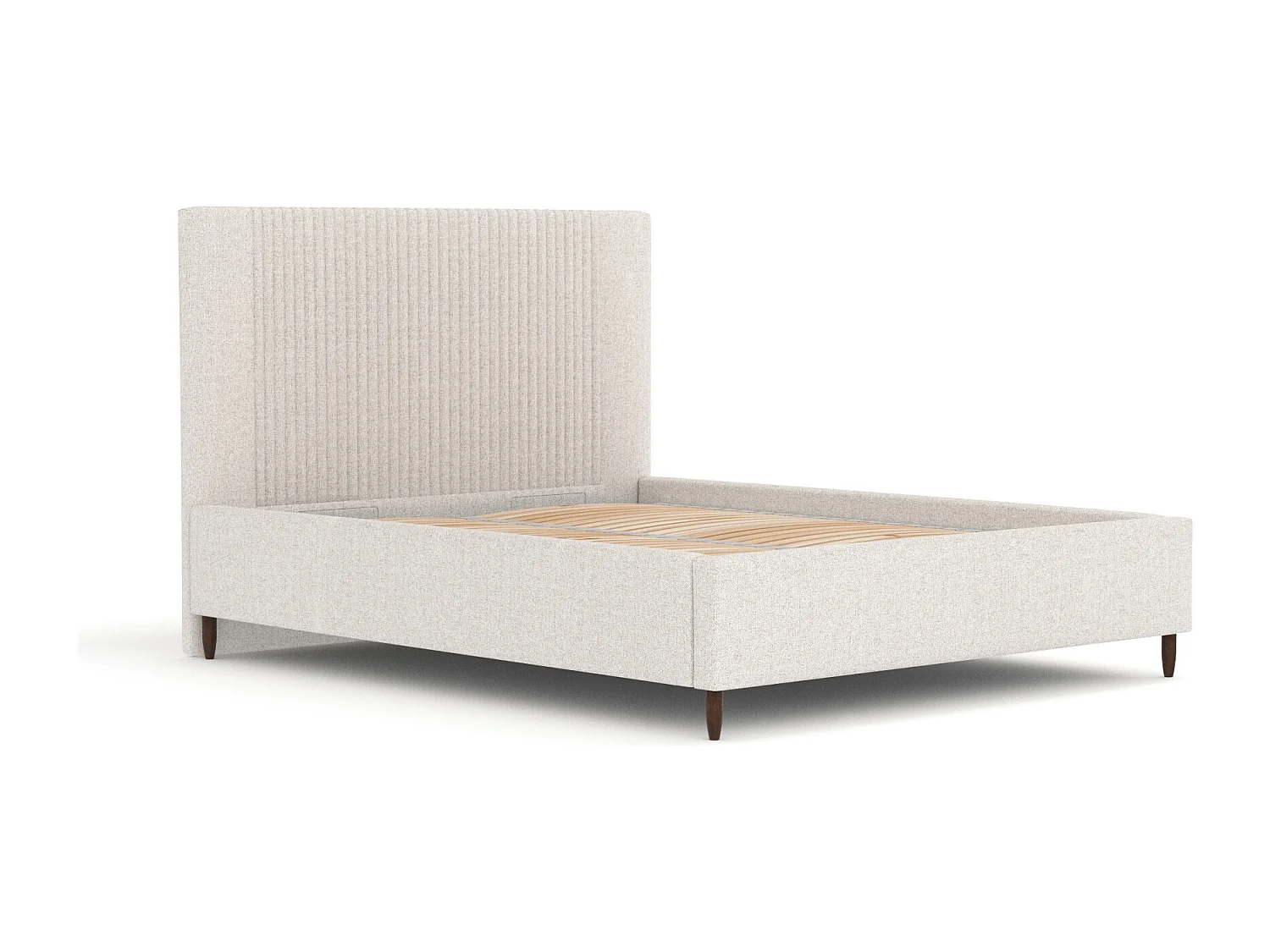 Lit coffre Etero - 200 x 200 cm - toile tissée - crème