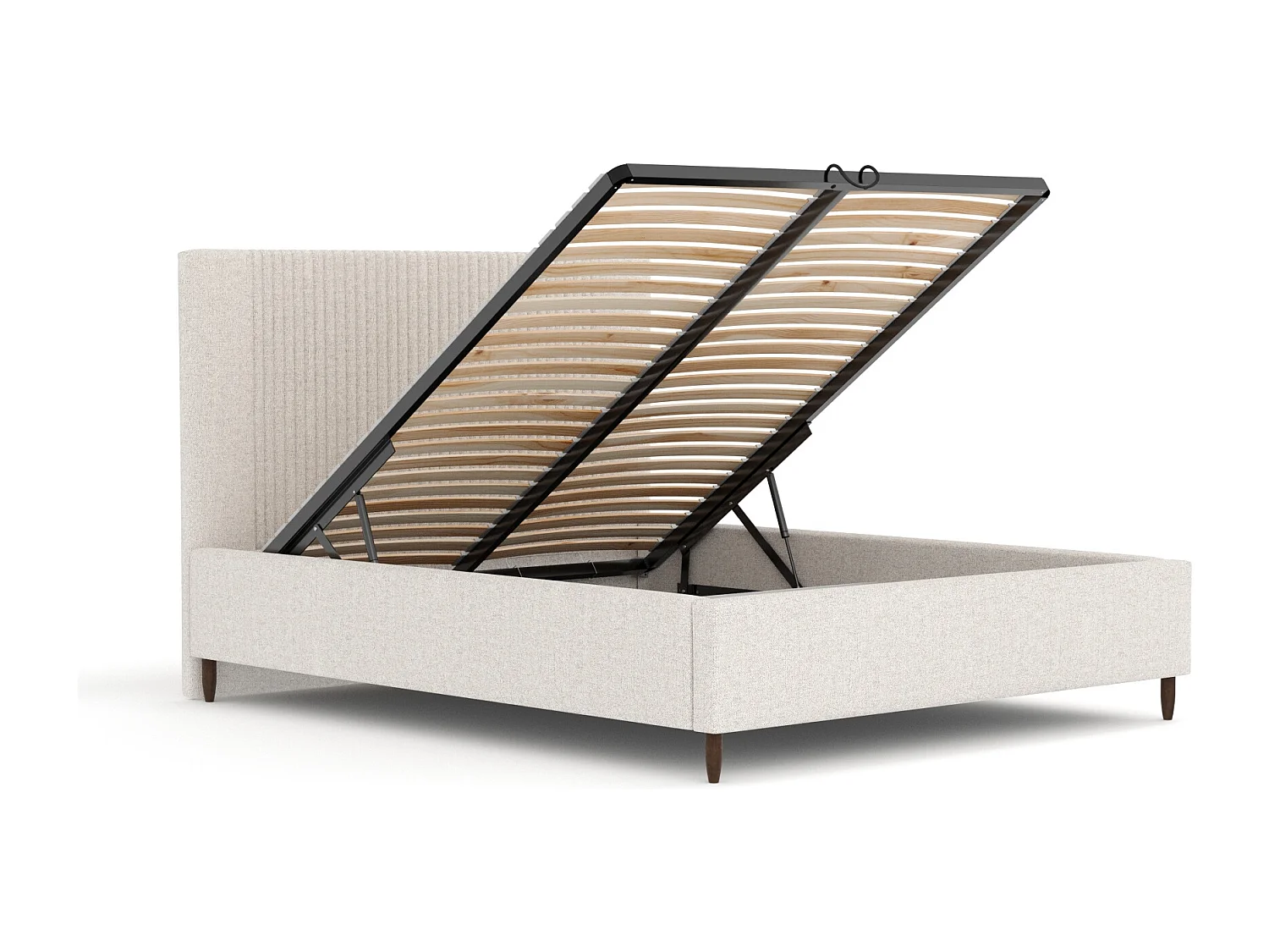 Lit coffre Etero - 200 x 200 cm - toile tissée - crème