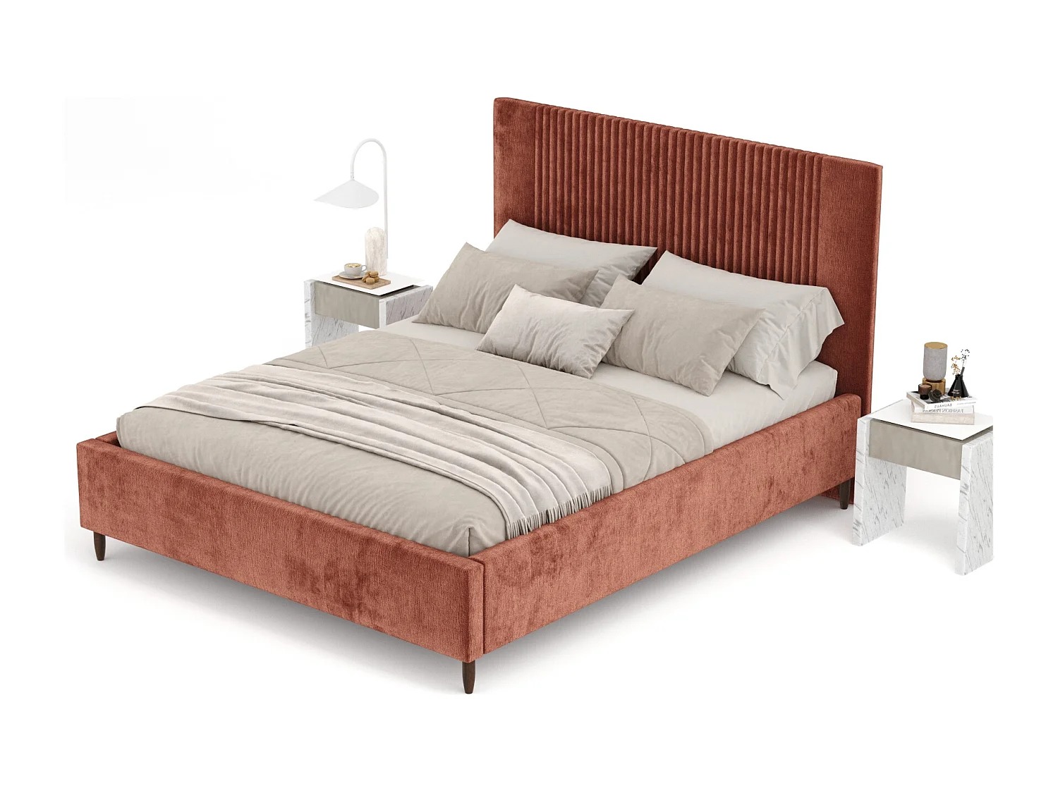 Lit coffre Etero - 200 x 200 cm - chenille - couleur cuivre