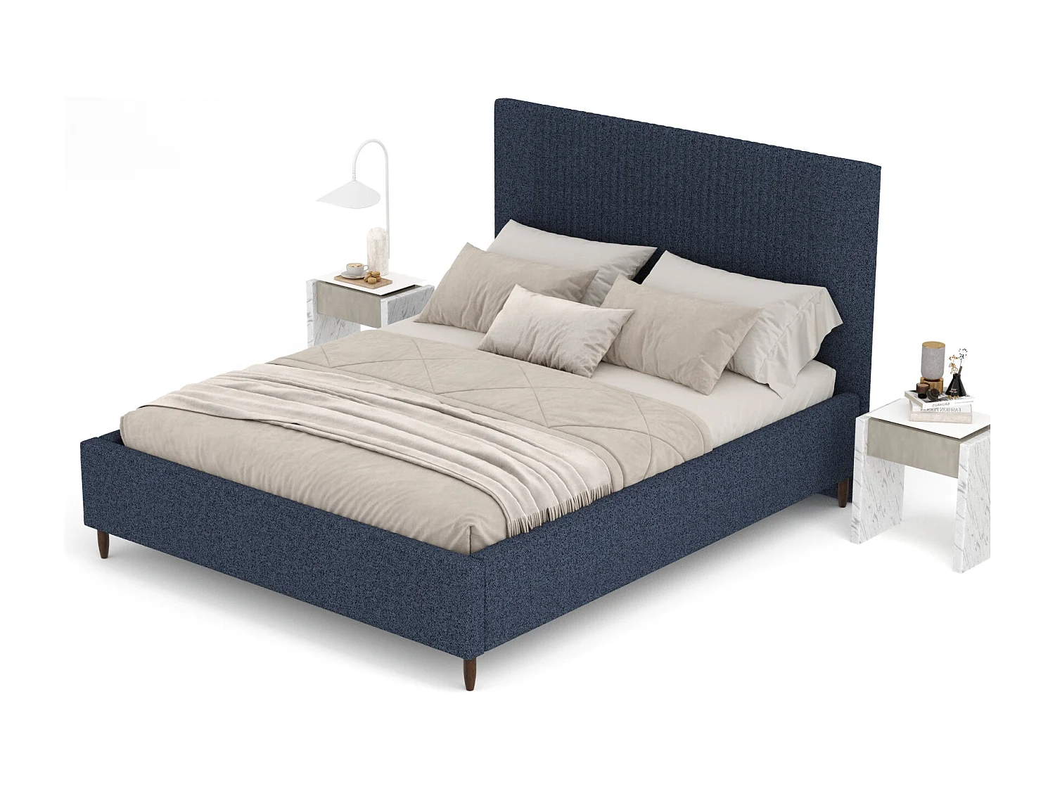 Polsterbett Etero - 120 x 200 cm - Webstoff - marineblau