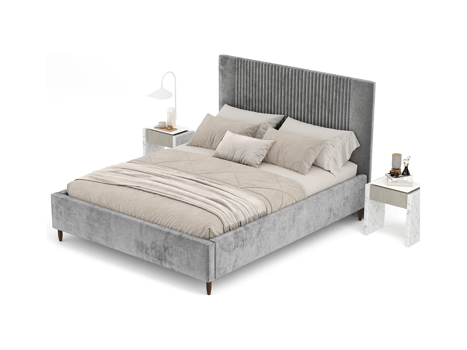 Polsterbett Etero - 120 x 200 cm - Chenille-Stoff - grau