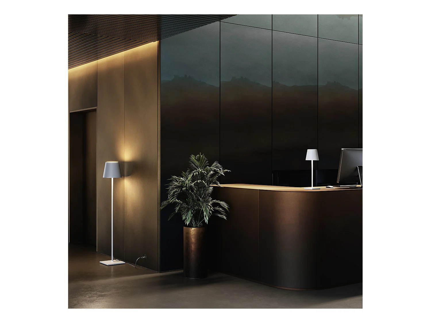 Lampadaire Poldina Corten 230V avec prise Lampadaire 28x150cm Design Moderne en Aluminium