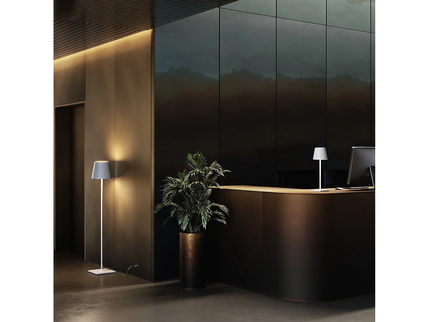 Zafferano -  Poldina Corten Stehleuchte 230V mit dimmbarem Stehleuchte 28x150cm - Modernes Design aus Aluminium