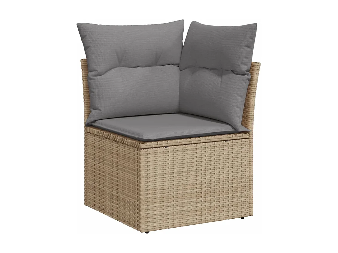 Salon de jardin avec coussins 7 pièces beige résine tressée
