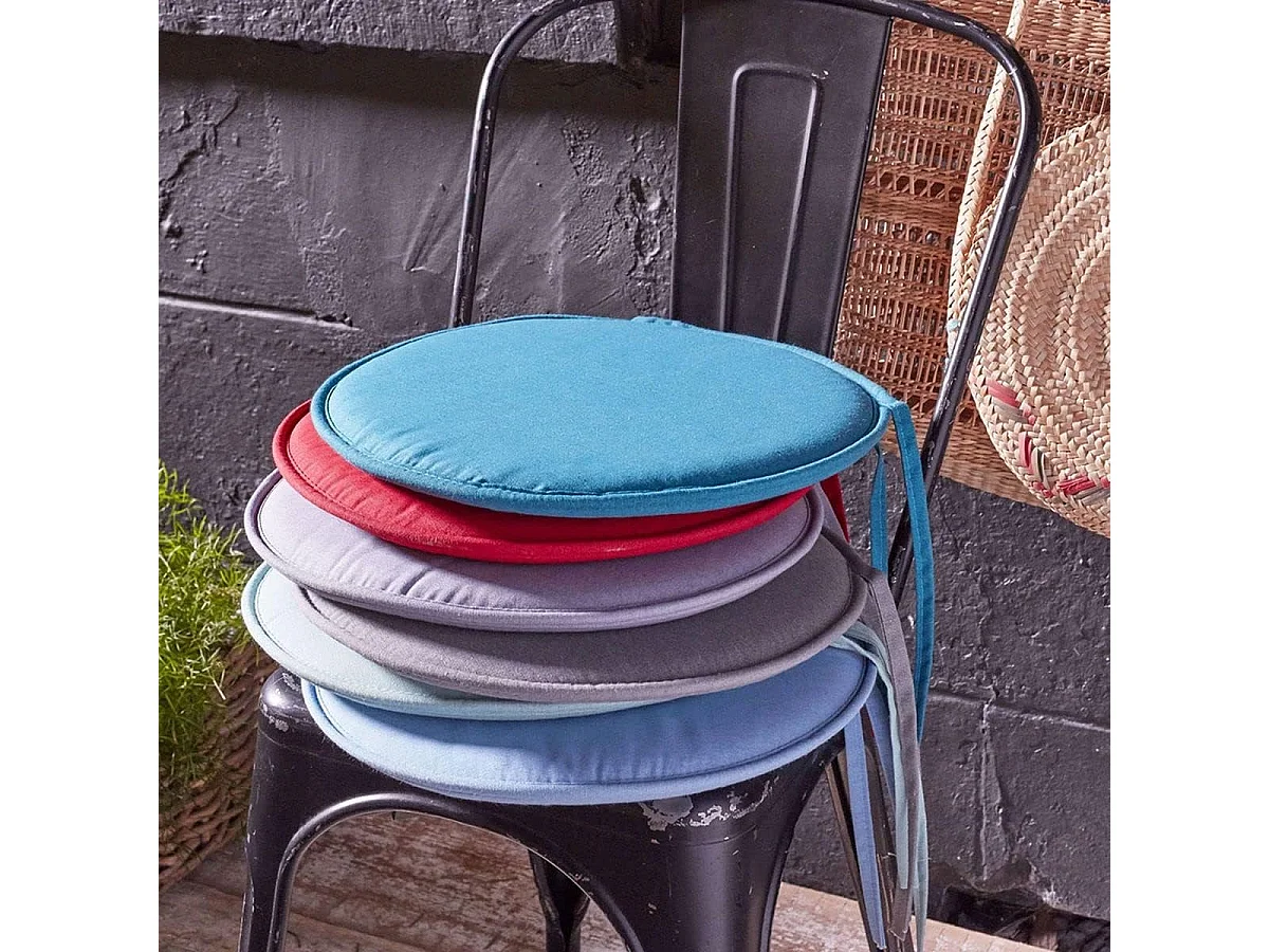 Galette de chaise ronde Unie Pop color 40 cm Bleu celadon