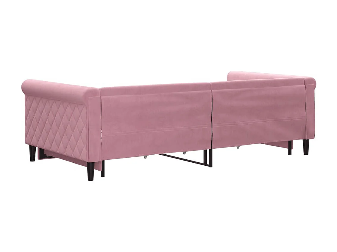 Sofá-cama com gavetão e gavetas 100x200 cm veludo rosa