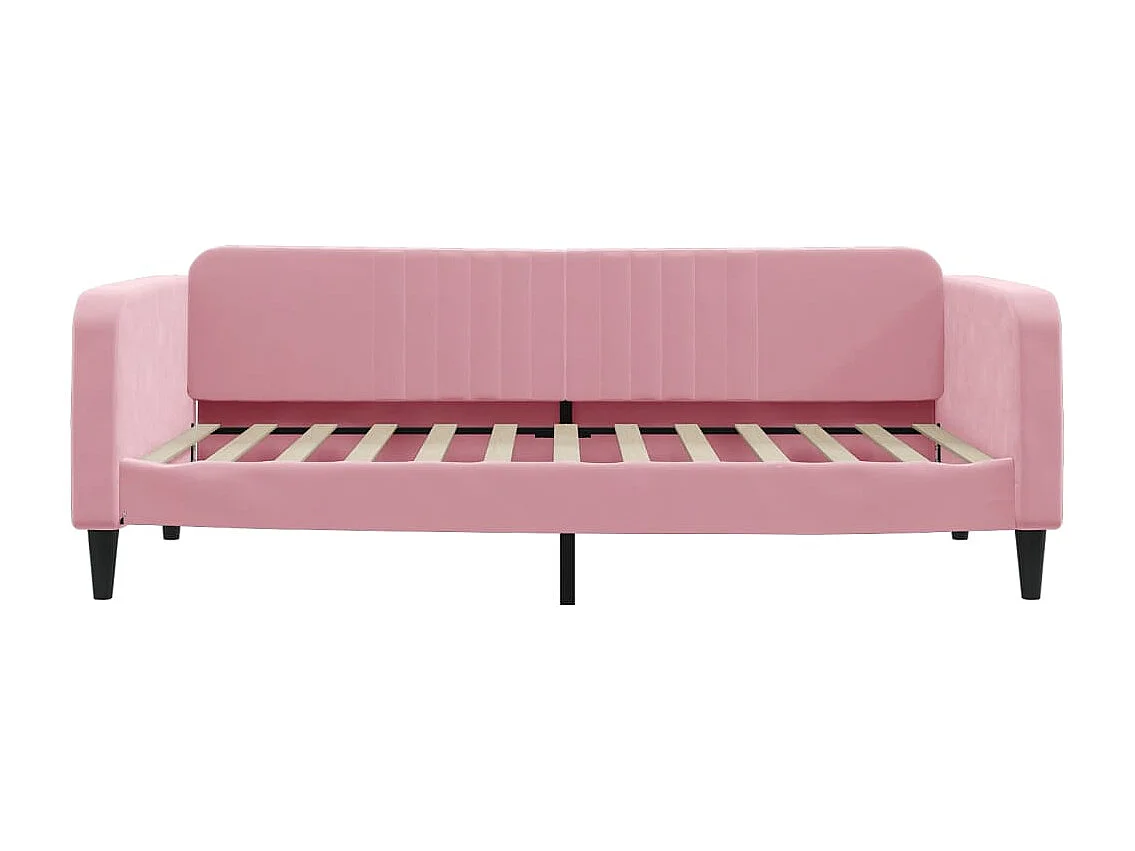 Slaapbank met onderschuifbed en lades 100x200 cm fluweel roze