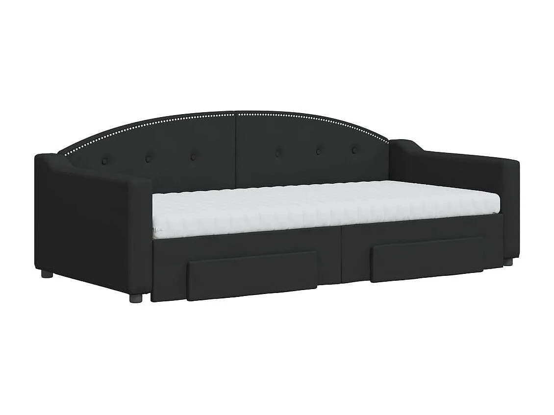 Slaapbank met onderschuifbed en lades 90x190 cm stof zwart