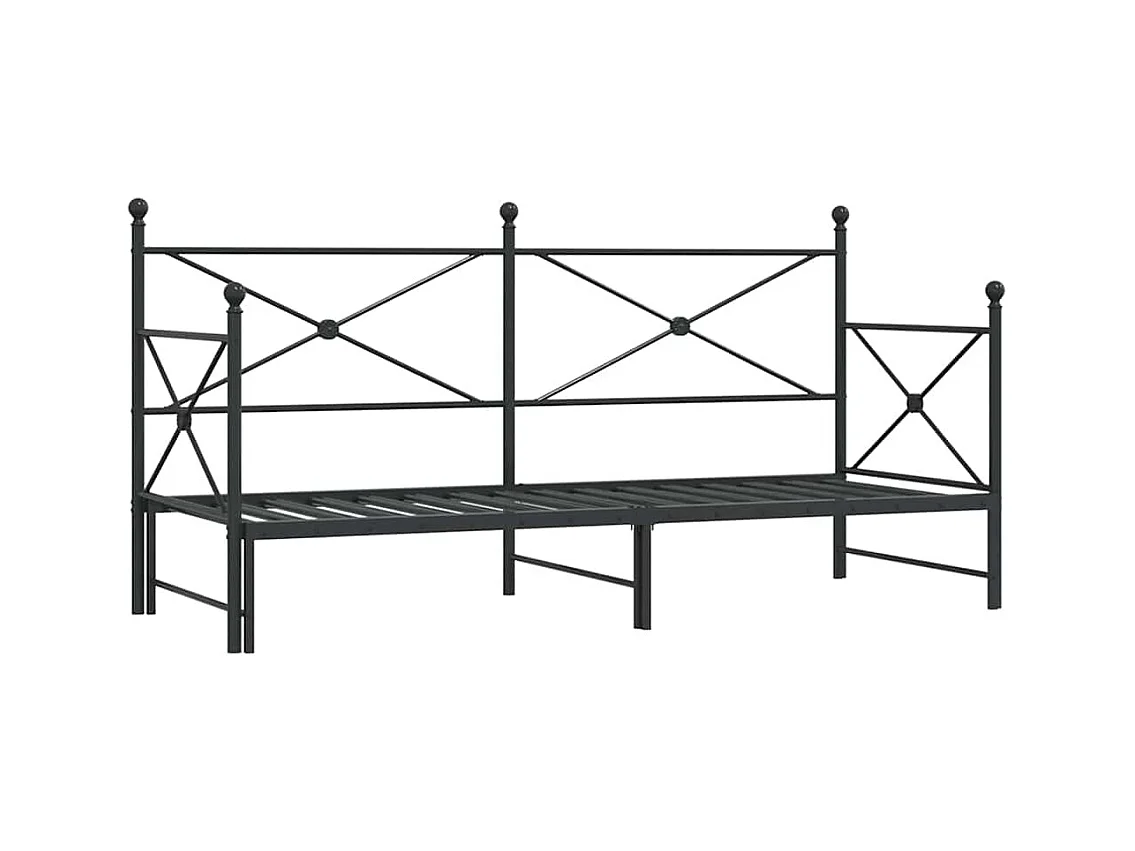 Lit de jour avec gigogne sans matelas noir 90x200 cm acier