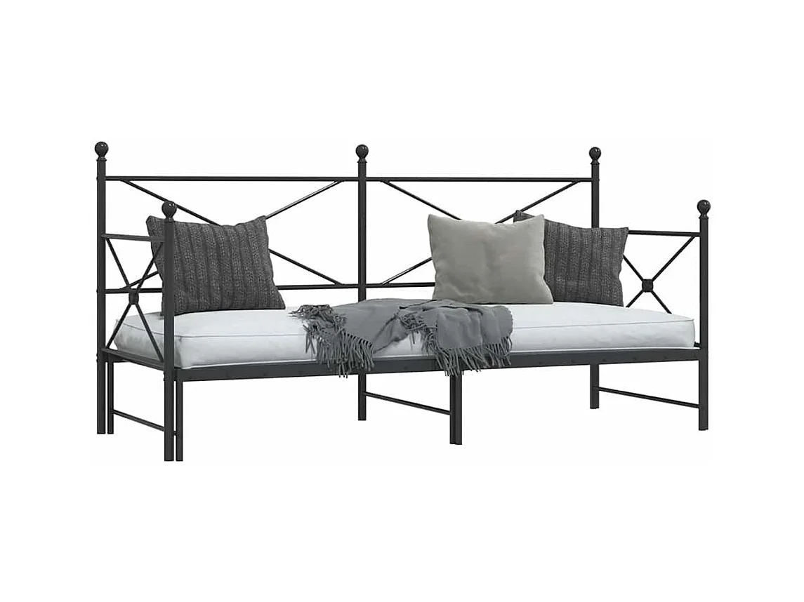 Lit de jour avec gigogne sans matelas noir 90x200 cm acier
