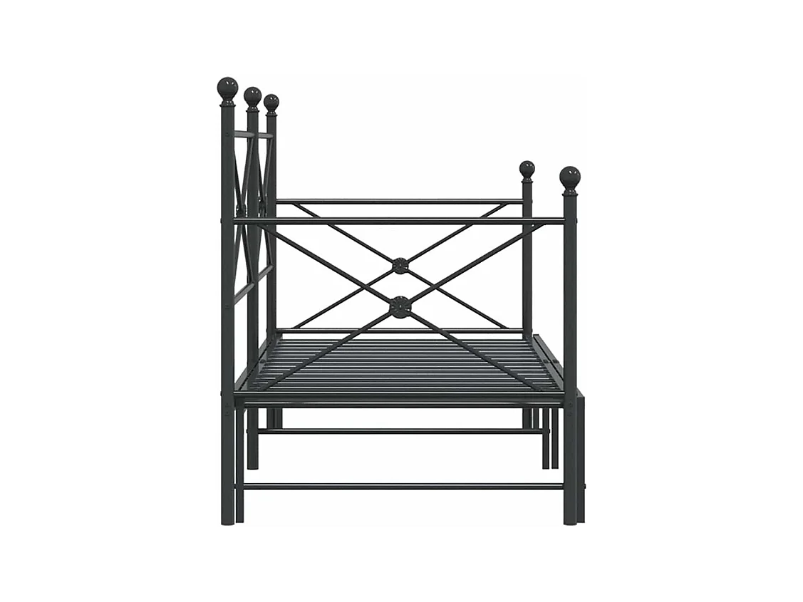 Lit de jour avec gigogne sans matelas noir 90x200 cm acier