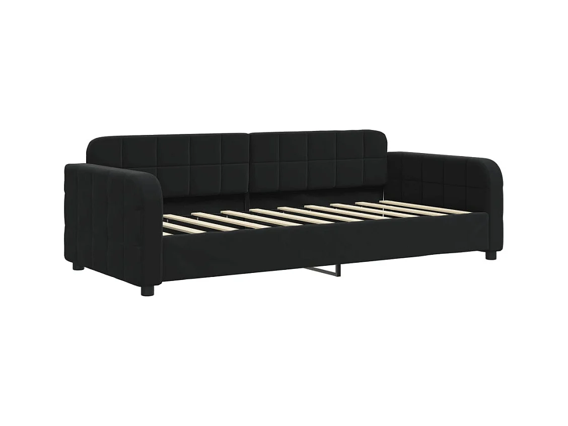 Slaapbank met onderschuifbed en lades 90x190 cm fluweel zwart