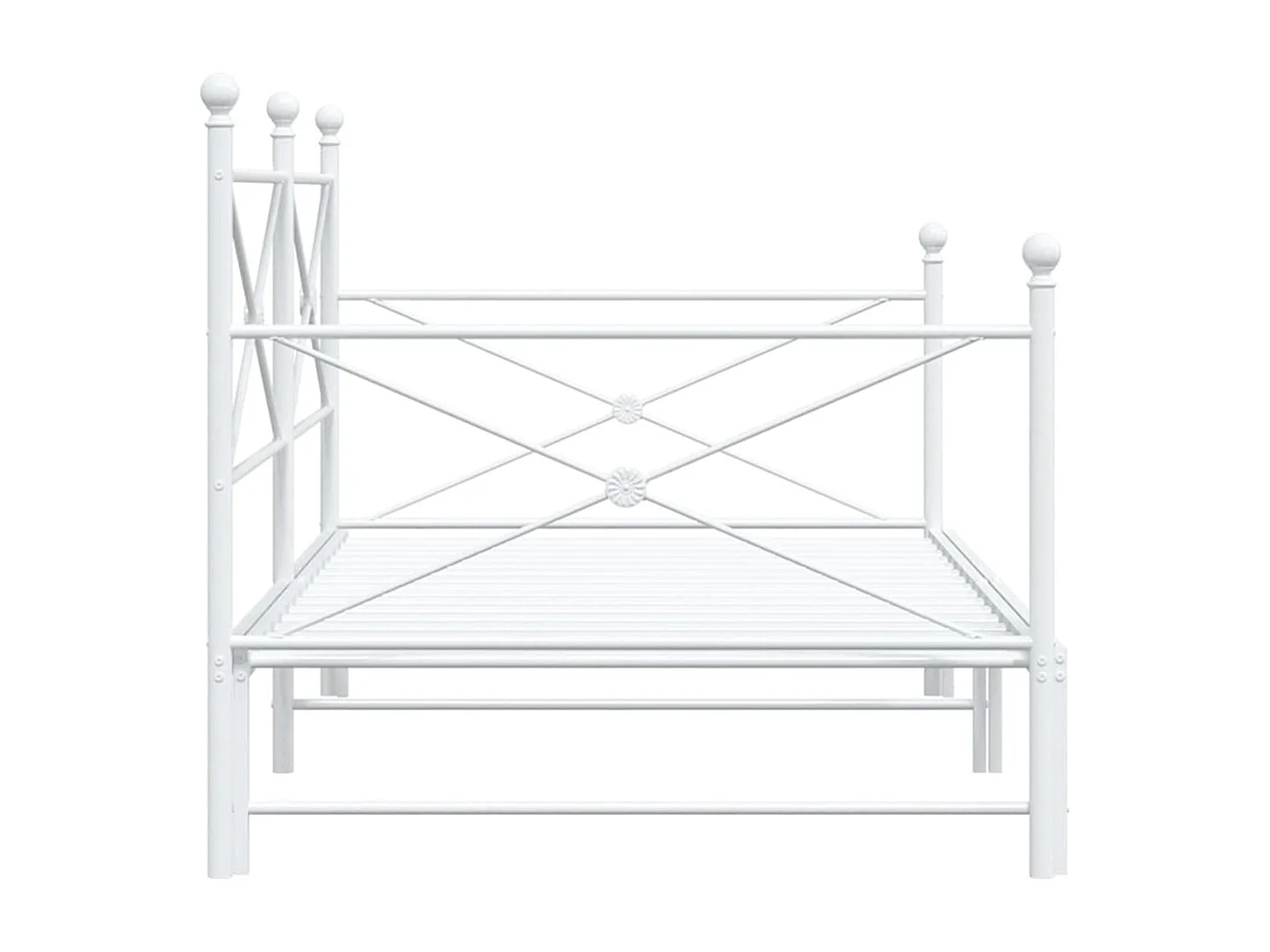 Lit de jour avec lit gigogne sans matelas blanc 100x190cm acier