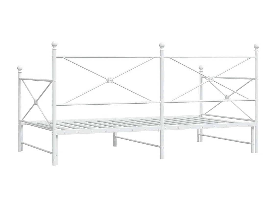 Lit de jour avec lit gigogne sans matelas blanc 100x190cm acier