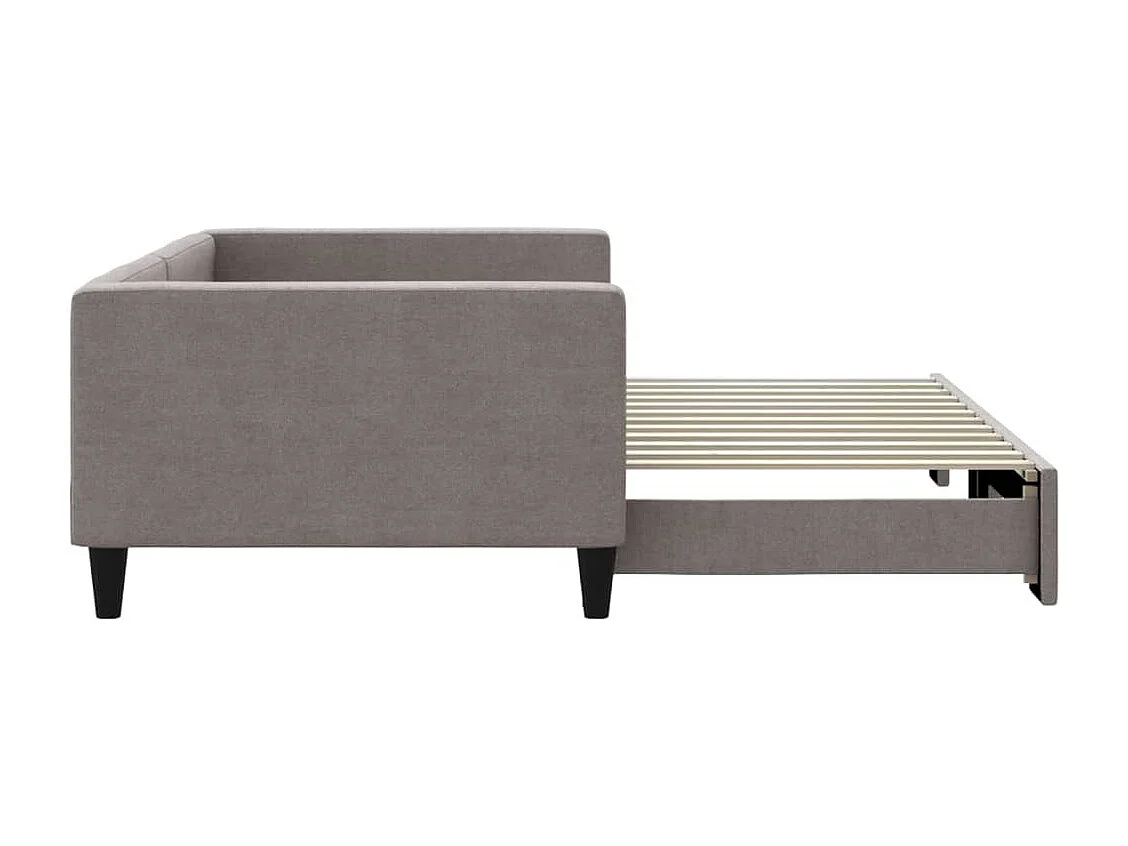 Lit de jour avec lit gigogne taupe 100x200 cm tissu