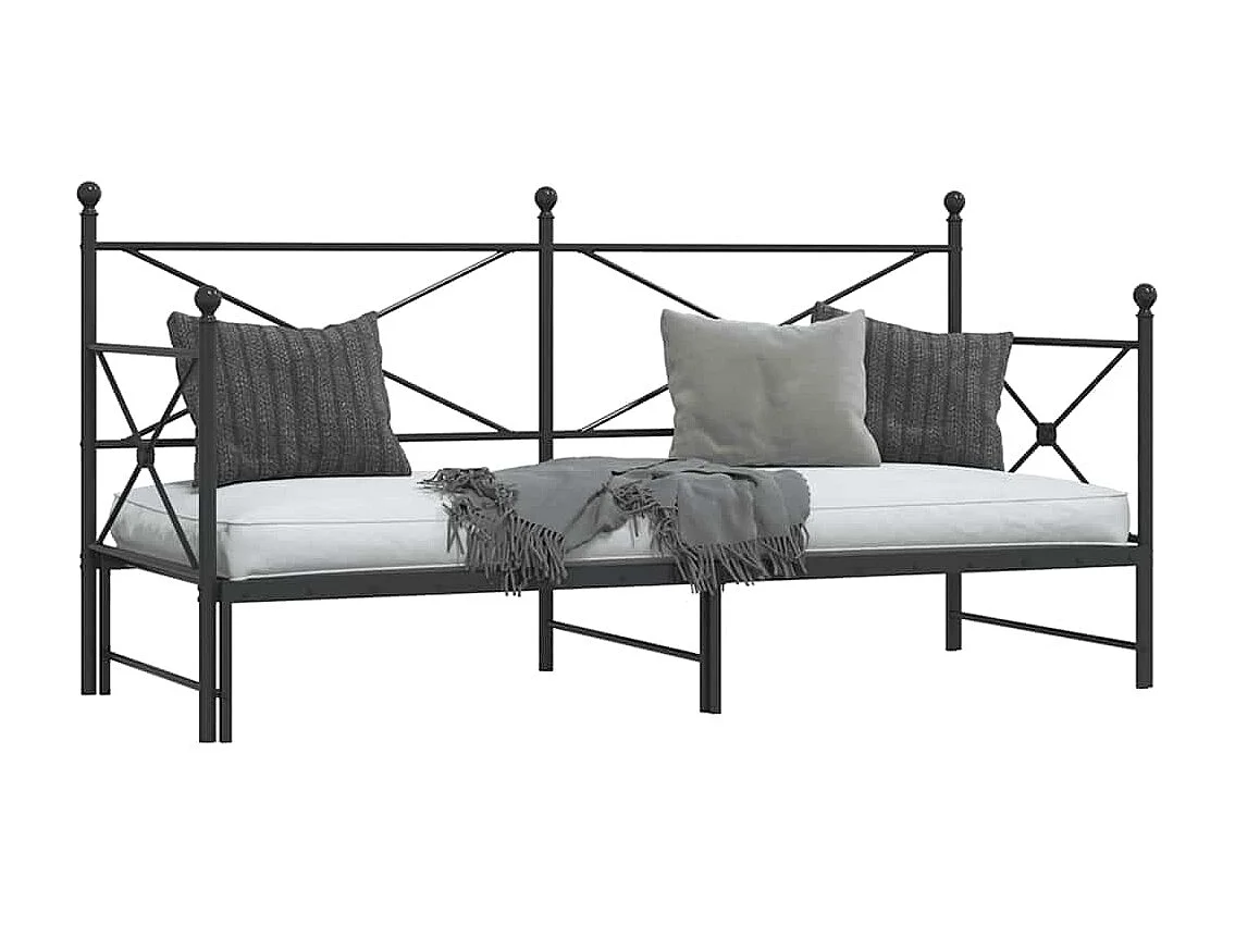 Lit de jour avec gigogne sans matelas noir 75x190 cm